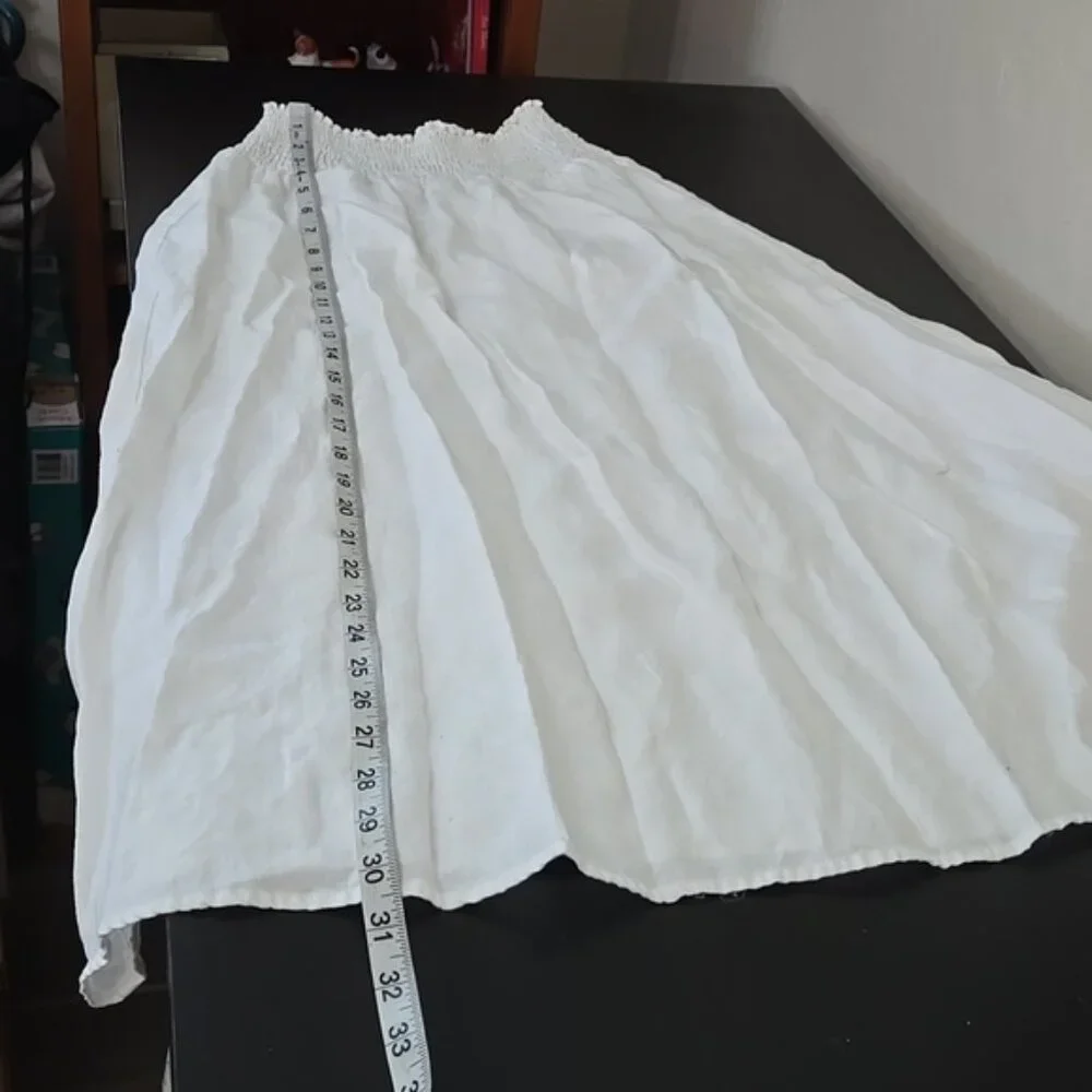 Reformation Willow Linen Two Piece Set Midi Length Skirt & Crop Top Size Small
